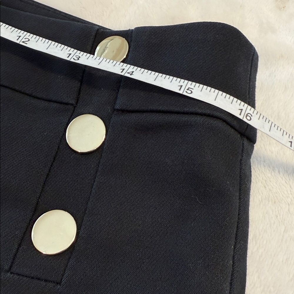 LOFT High Waist Curvy Skinny black contemporary ankle pants gold  buttons SZ 8 - Picture 8 of 10